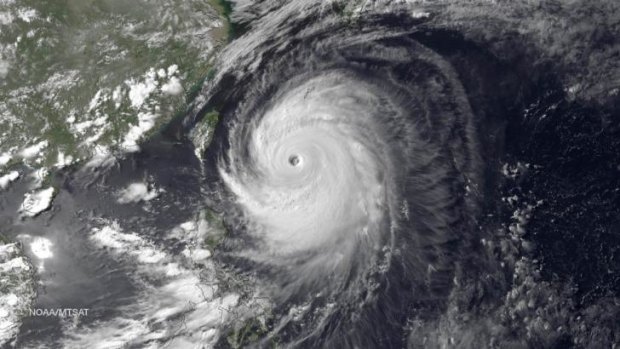 Super Typhoon Neoguri in the Pacific Ocean on its northward journey to Japan and South Korea. The system has been downgraded to a tropical storm.