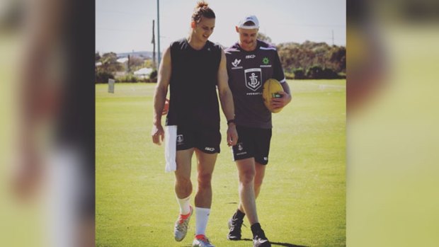 A photo tweeted by the Dockers last week seems to show him with a height advantage over Cam McCarthy.