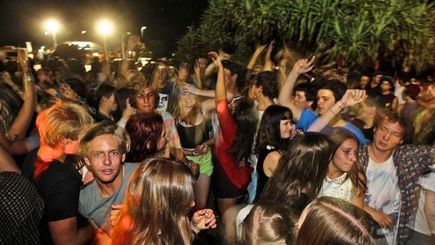 Rite of passage ... school leavers partying in Byron Bay this week.