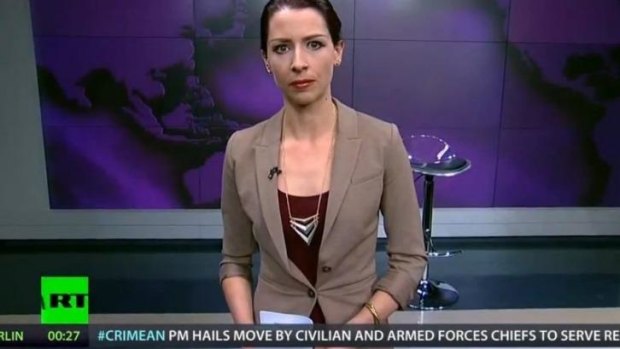 Abby Martin, a US-based American news anchor for Russia Today.