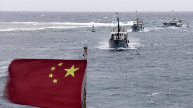 Chinese fishing boats in the South China Sea.