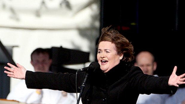 Susan Boyle performs before the papal mass in Glasgow.