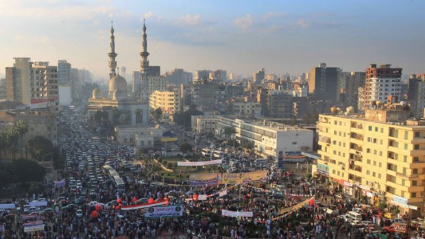 Eid al-Adha ... Egyptian Muslims attend prayers orgainised by the Muslim Brotherhood.