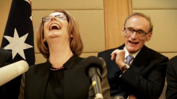 Then Prime Minister Julia Gillard with then Foreign Minister Senator Bob Carr in April last year. 