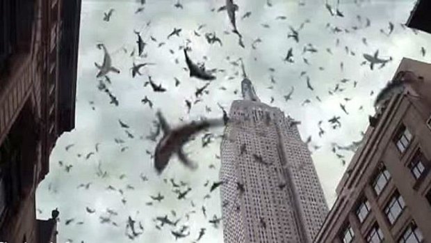 <i>Sharknado 2</i> ... sharks raining down on New York City.