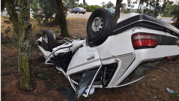 A young woman was lucky to escape serious injuries when she lost control of her car on Coulter Drive in Florey at 5.50am.