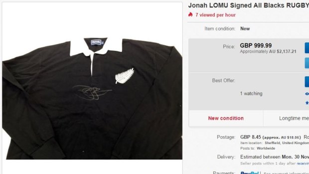 Signed jersey, priced at over $2000.