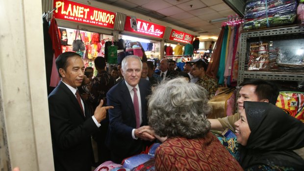 Prime Minister Malcolm Turnbull with Indonesian President Joko Widodo in Jakarta during last week's visit.