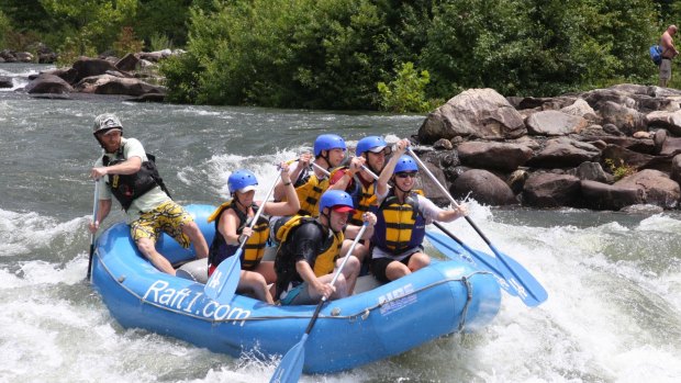 Rafting on the Ocoee River in Tennessee. Daniel Fallon is front left.
