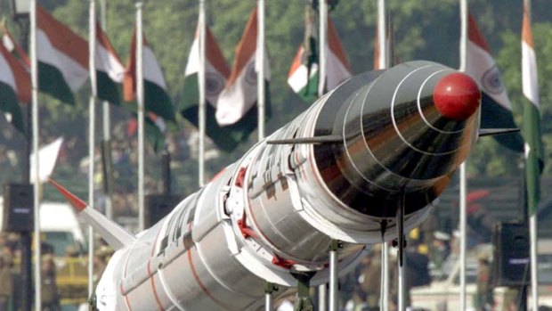 Missile ... the Agni II, a predecessor of India's newest nuclear-capable missile, the Agni V.