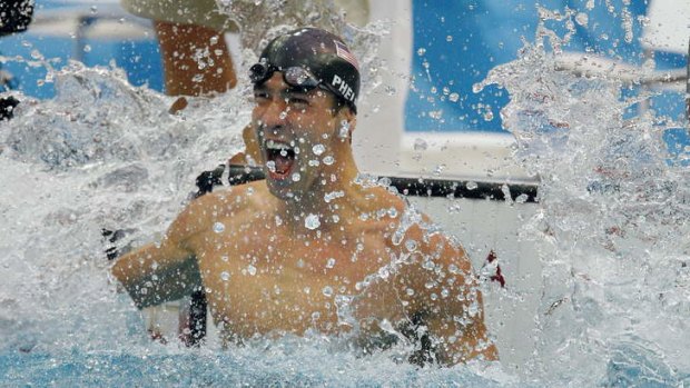 Michael Phelps after winning yet another gold at the Beijing Olympics.