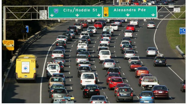 Morning peak on the Eastern Freeway.