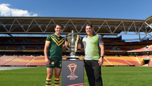 Big two: Cameron Smith and Mal Meninga at the launch in Brisbane on Tuesday.