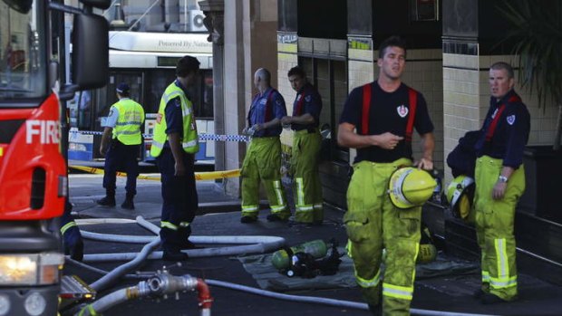 Firefighters outside the Lansdowne Hotel.