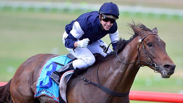 Easy does it &#8230; Nick Hall savours the victory on Tanby in the Zipping Classic at Sandown on Saturday.