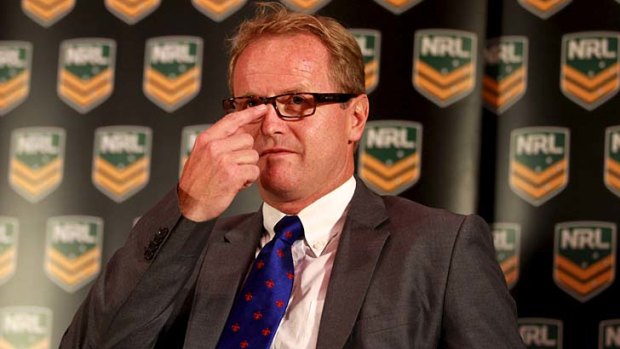 Dave, he is here to help &#8230; Welsh banker David Smith faces the media after being named NRL chief executive on Friday.