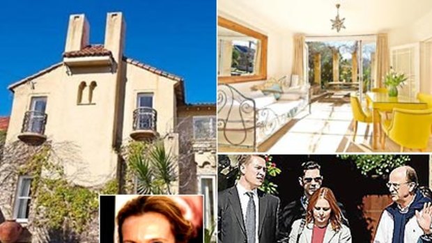 Bullish price... (Clockwise) The house's exterior and interior, Adelicia Dawson-Damer at the property and (inset) Toni Collette.