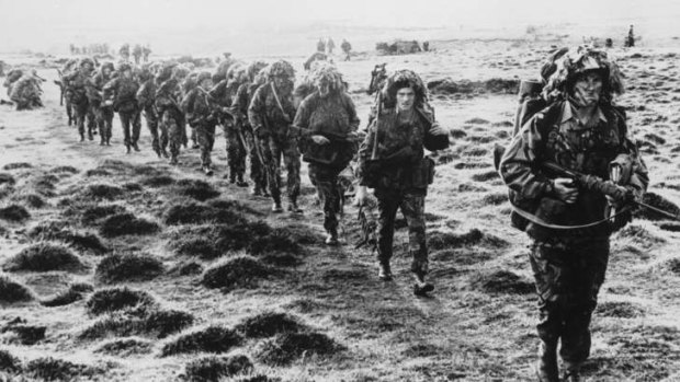 British troops during the Falklands War.