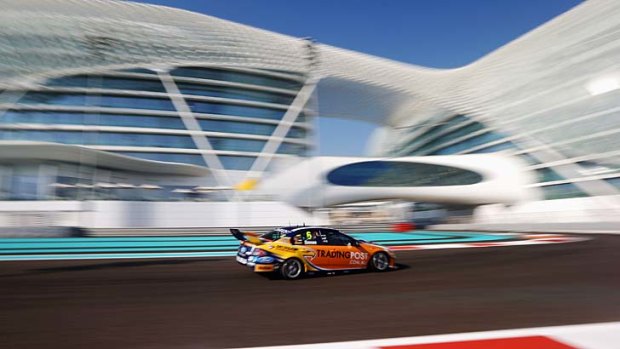 Will Davison drives his Ford Falcon during the V8 Supercars qualifying session at the Yas Marina Circuit in Abu Dhabi.