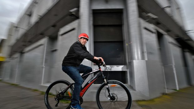 Baron Katranski on an electric bike. 