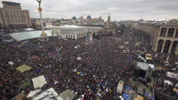 December 8, 2013. Pro-Europe protesters flocked to Kiev's Independence Square.