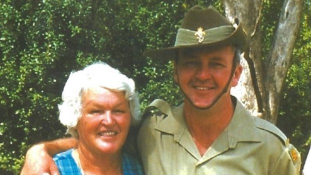 Mary Lockhart and son Greg Holmes in 2000.