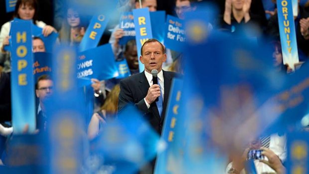 Electioneering: Liberal leader Tony Abbott in Victoria.