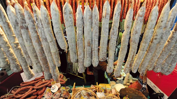 Preserving traditions . . . salamis and sausages presented at last month's Salone del Gusto in Turin.