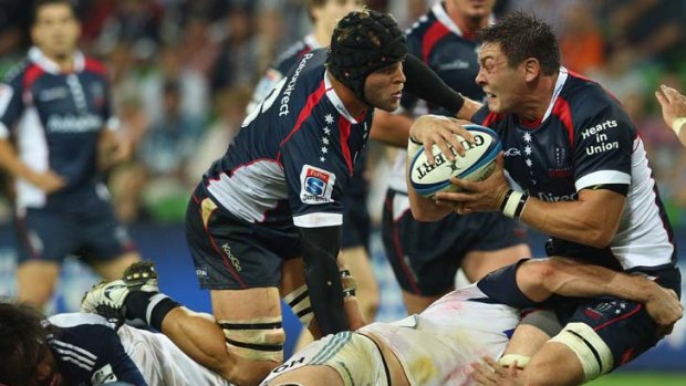 Looking to offload ... Gareth Delve of the Rebels.