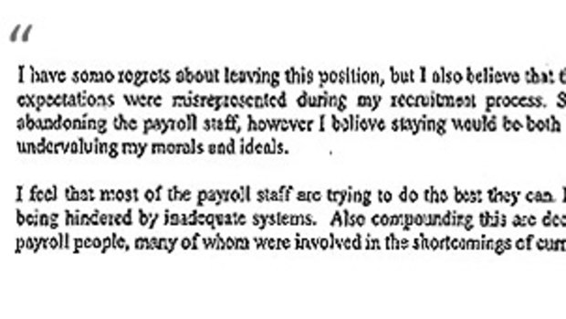 An excerpt from Alan McGraw's resignation letter.