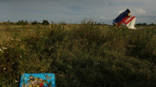 A children's book at the crash site of flight MH17 in the fields outside the village of Grabovka in the self-proclaimed Donetsk Republic, Ukraine. 