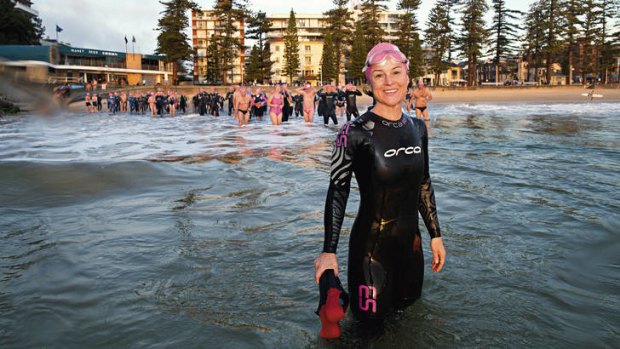 Buoyant … Anna Alvsdotter with Manly's "Bold & Beautiful" swimming club.