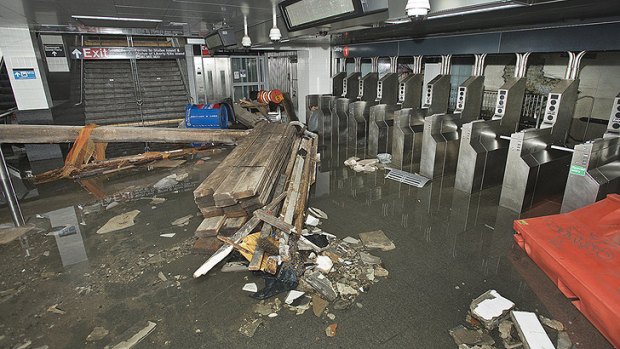 Home sweet home ... Flood damage to the South Ferry station of the No.1 subway line in Lower Manhattan.