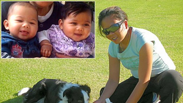 Rita Ariyaratnam with her twin babies (inset) Lachlan and Sophie.