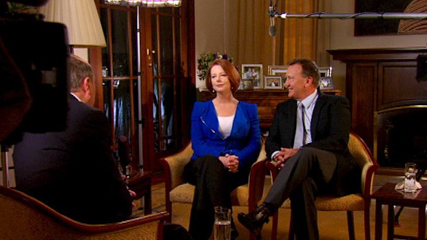 Prime Minister Julia Gillard and Tim Mathieson during their first joint interview on <i>60 Minutes</i>.