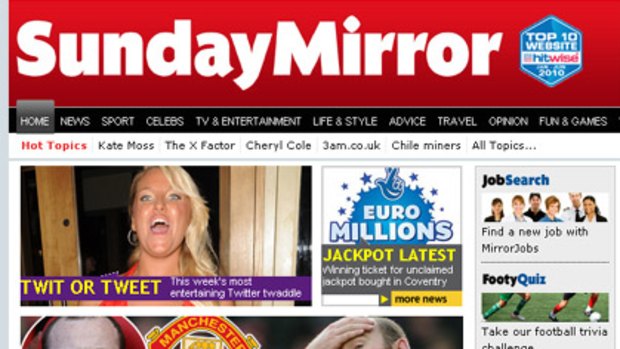 How the Sunday Mirror is reporting the story on its website.