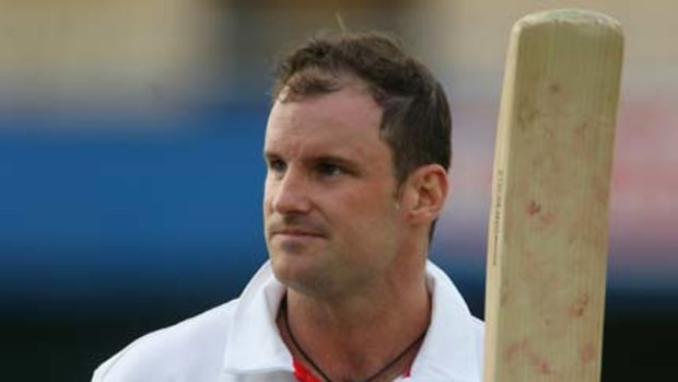 Andrew Strauss acknowledges the applause for his unbeaten century.