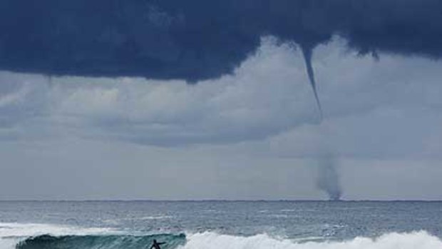 A waterspout off Maroubra Beach in Sydney today.