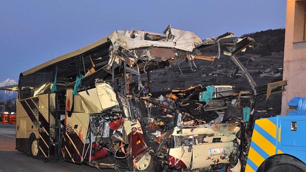 Wreckage ... 28 people died in the bus crash.