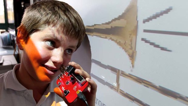 Instrument of choice &#8230; Fergus Monaghan uses a PicoBoard at Mowbray Public School.