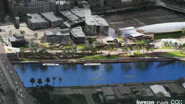 Take us to the river: Artist's impression of the planned River Terrace development at Federation Square.