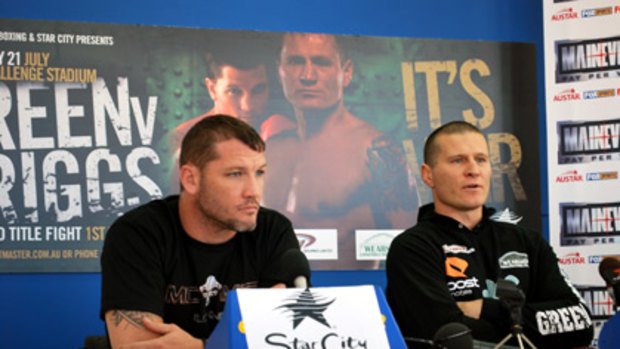 Paul Briggs and Danny Green at their pre-fight media conference.