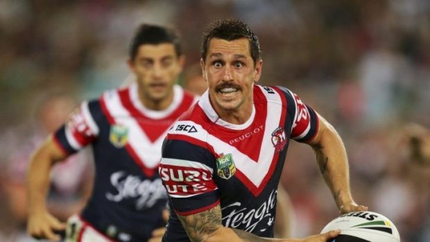 Blockbuster: Roosters halfback Mitchell Pearce is eyeing a fifth consecutive win against Manly.