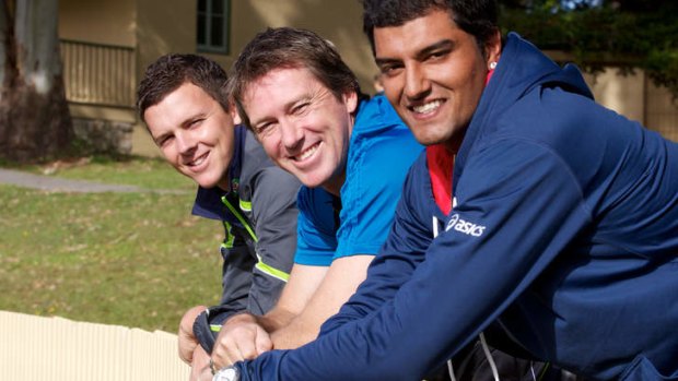 Quick learners: Josh Hazlewood, Glenn McGrath and Gurinder Sandhu before their India trip.