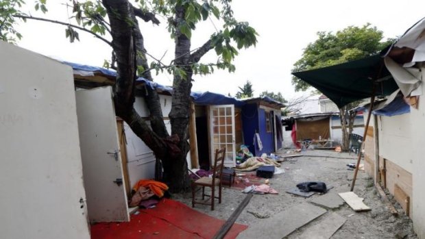 Pierrefitte-sur-Seine outside Paris, shows a part of a squalid camp where the Roma teenager used to live. 