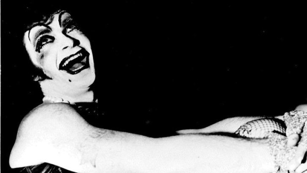 As Frank N. Furter in <i>The Rocky Horror Show</i> in 1974. "Reg Livermore is outrageously 'transexual'," wrote the <em>Sydney Morning Herald</em>.