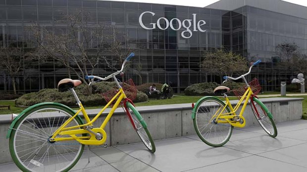 Google bicycles are shown at the Google campus in Mountain View, California.