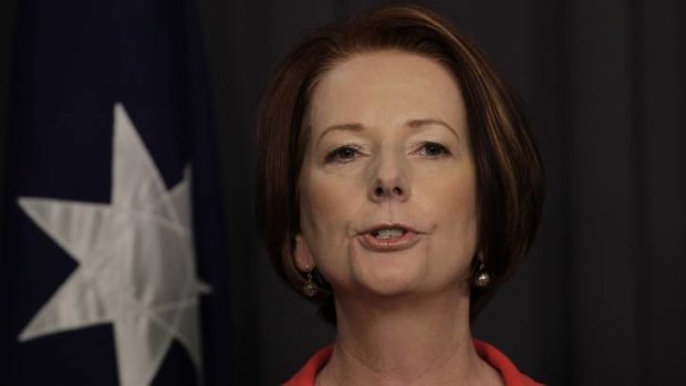 Julia Gillard announces the boost to Australia's humanitarian intake at Parliament House.