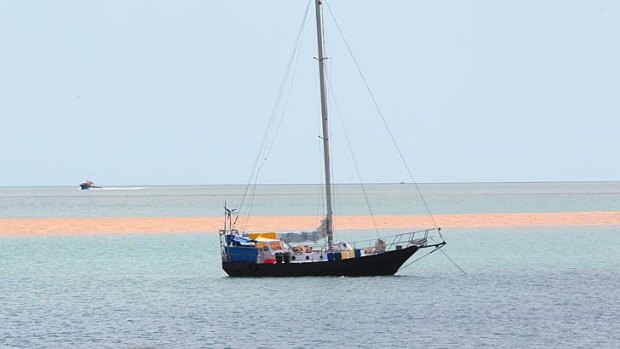 The Chinese refugee boat in Darwin.
