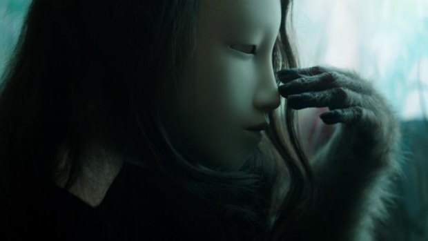 Still from artist Pierre Huyghe's film <i>Untitled (Human Mask)</i>. 